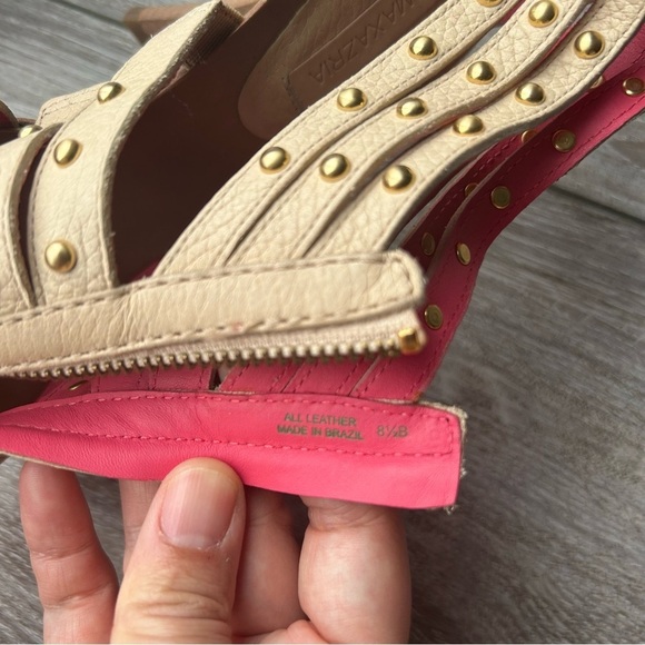 BCBGMaxAzria Ivory Leather Gladiator Studded Full Leather Open Toe Pumps - Picture 15 of 16